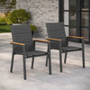 ARVE Aluminium Outdoor Dining Chair Set of 2 with Teak Armrests