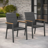 ARVE Aluminium Outdoor Dining Chair Set of 2 with Teak Armrests