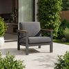 ARVE Aluminium Outdoor Single Sofa with Teak Armrests
