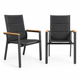 ARVE Aluminium Outdoor Dining Chair Set of 2 with Teak Armrests