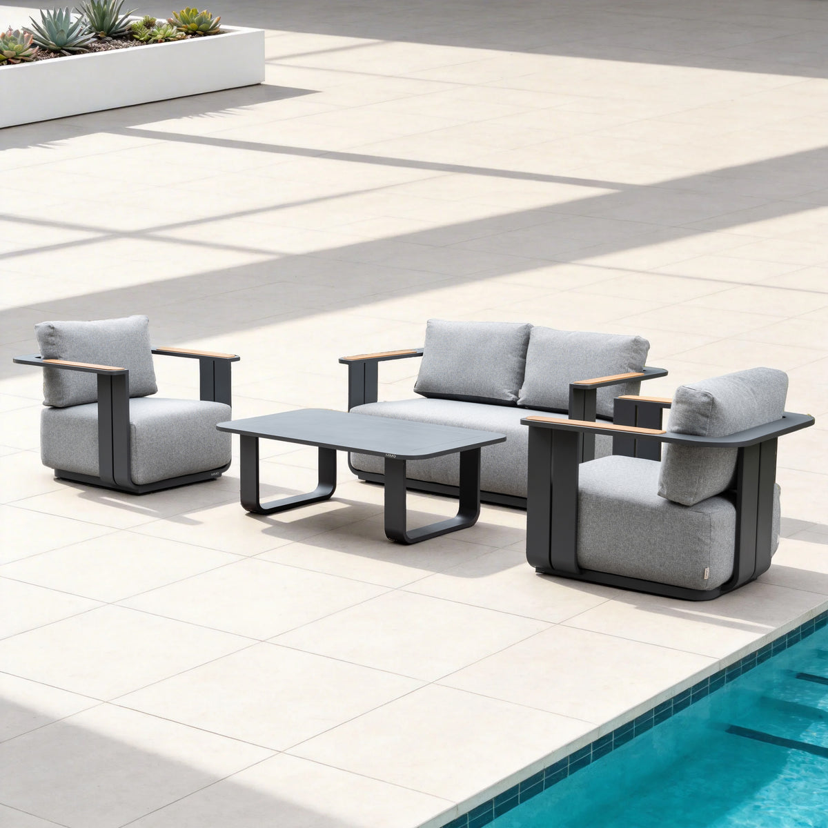VAREL 4-Piece Sofa Set with TALARA Coffee Table (2 Armchairs + 2-Seater)