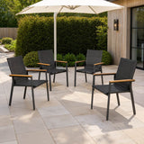 ARVE Aluminium Outdoor Dining Chair Set of 4 with Teak Armrests