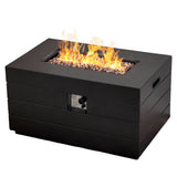 50,000 BTU Dark Gray Rectangular Propane Fire Pit Table with Lid, Outdoor Gas Fire Table with Hidden Tank, Lava Rocks & Cover Included
