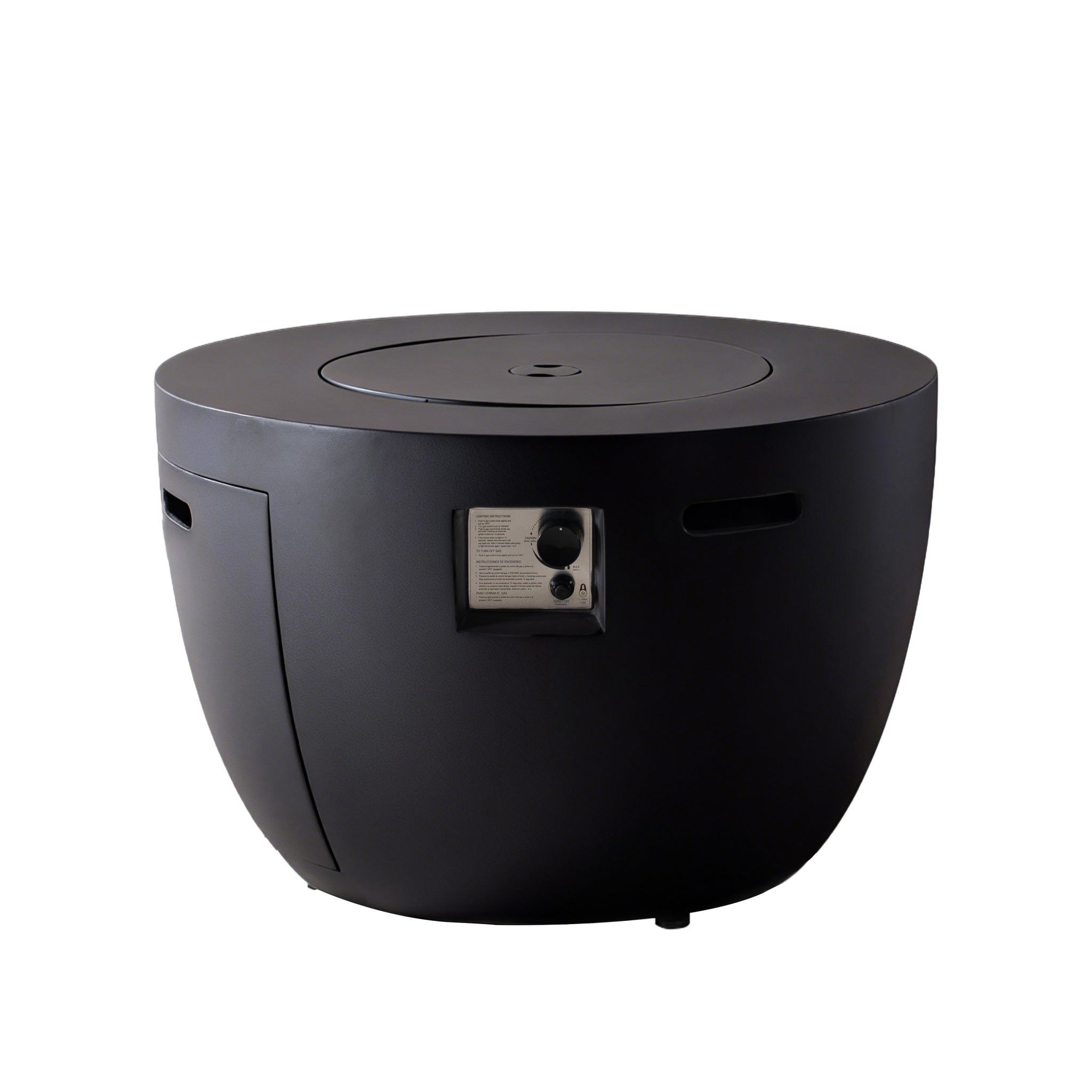 50,000 BTU Round Dark Gray Propane Fire Pit Table with Lid, Outdoor Gas Fire Table with Hidden Tank, Lava Rocks & Cover Included