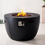50,000 BTU Round Dark Gray Propane Fire Pit Table with Lid, Outdoor Gas Fire Table with Hidden Tank, Lava Rocks & Cover Included