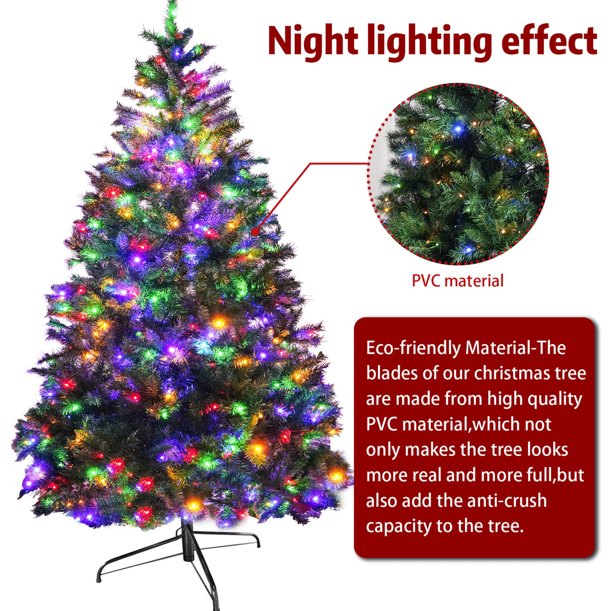 Green Artificial Christmas Tree with Colour-Changing LED Lights PAT-004
