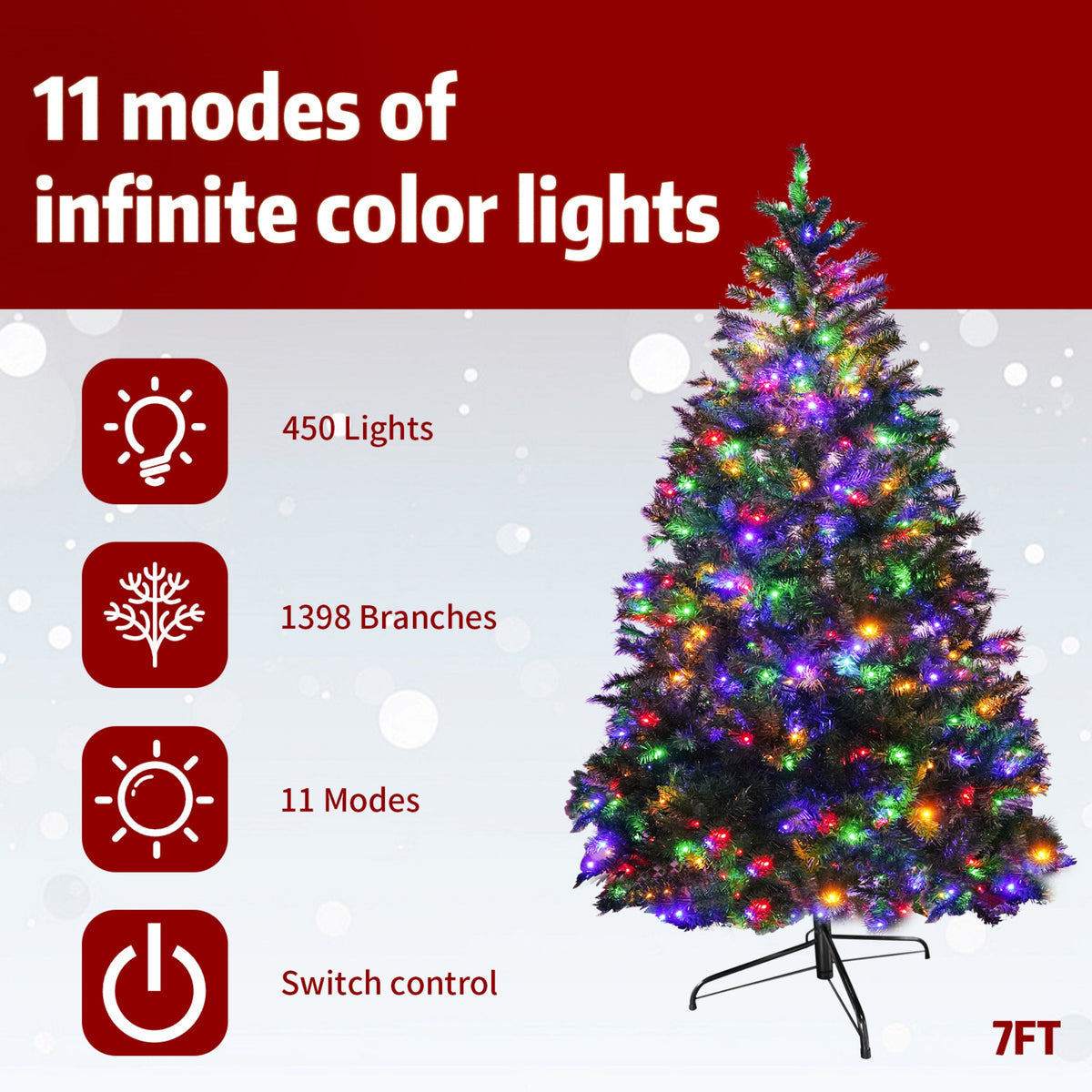 Green Artificial Christmas Tree with Colour-Changing LED Lights PAT-004