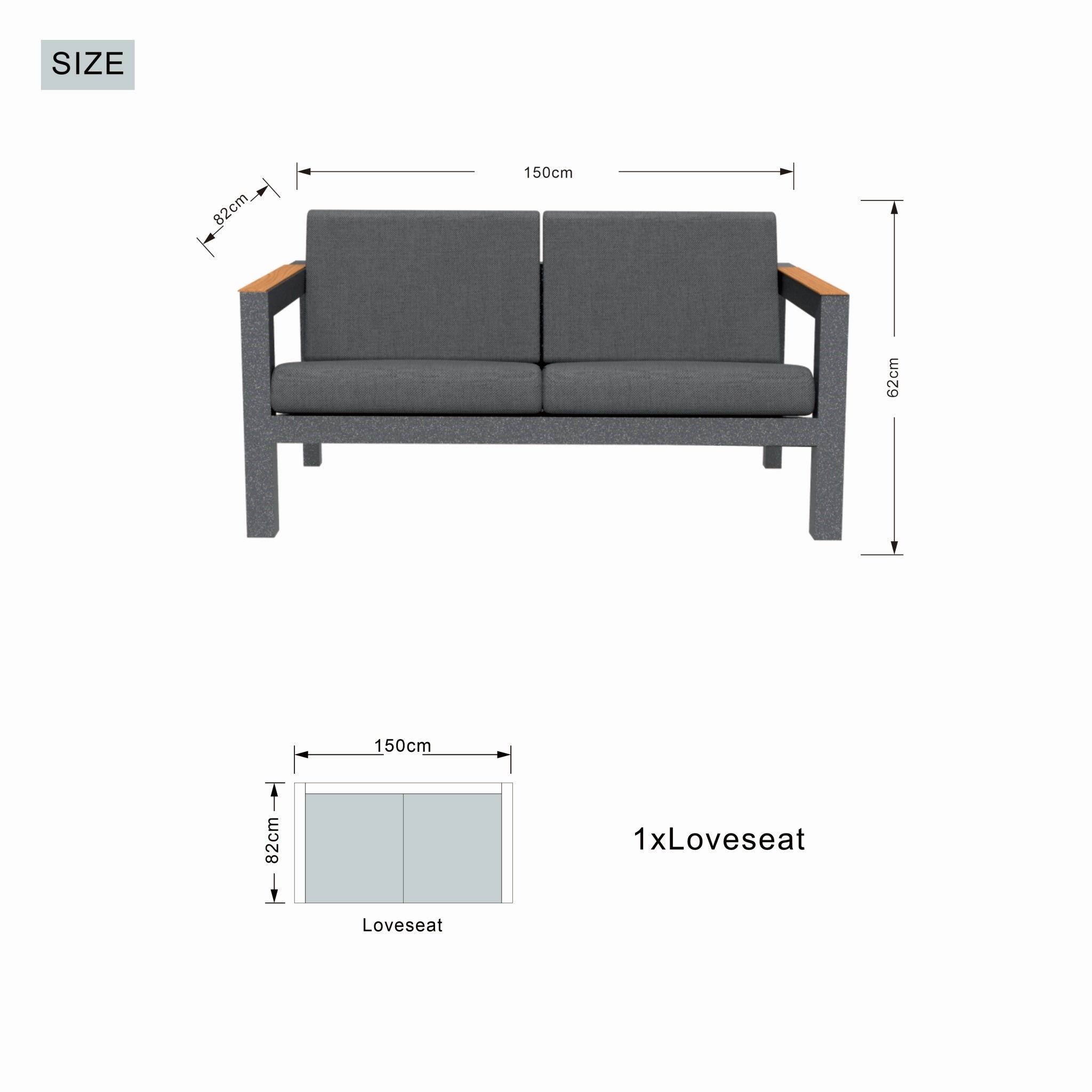 ARVE 2-Seater Outdoor Sofa - Modern Aluminium Garden Sofa · Premium Comfort