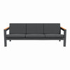 ARVE 3-Seater Outdoor SofaSpacious Aluminium Garden Sofa with Teak Detail