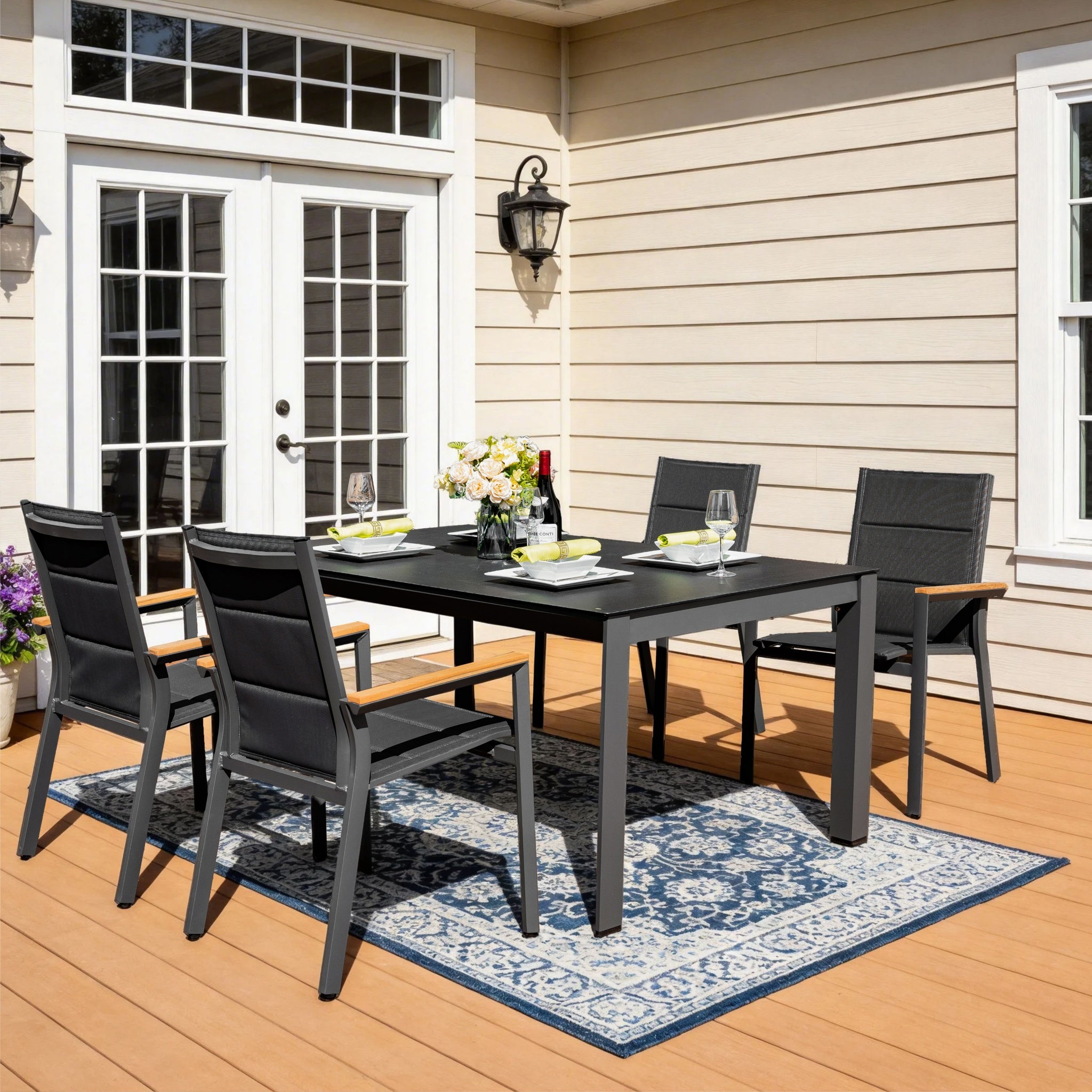 ARVE 4-Seater Aluminum Dining Set (Ceramic Glass Table)