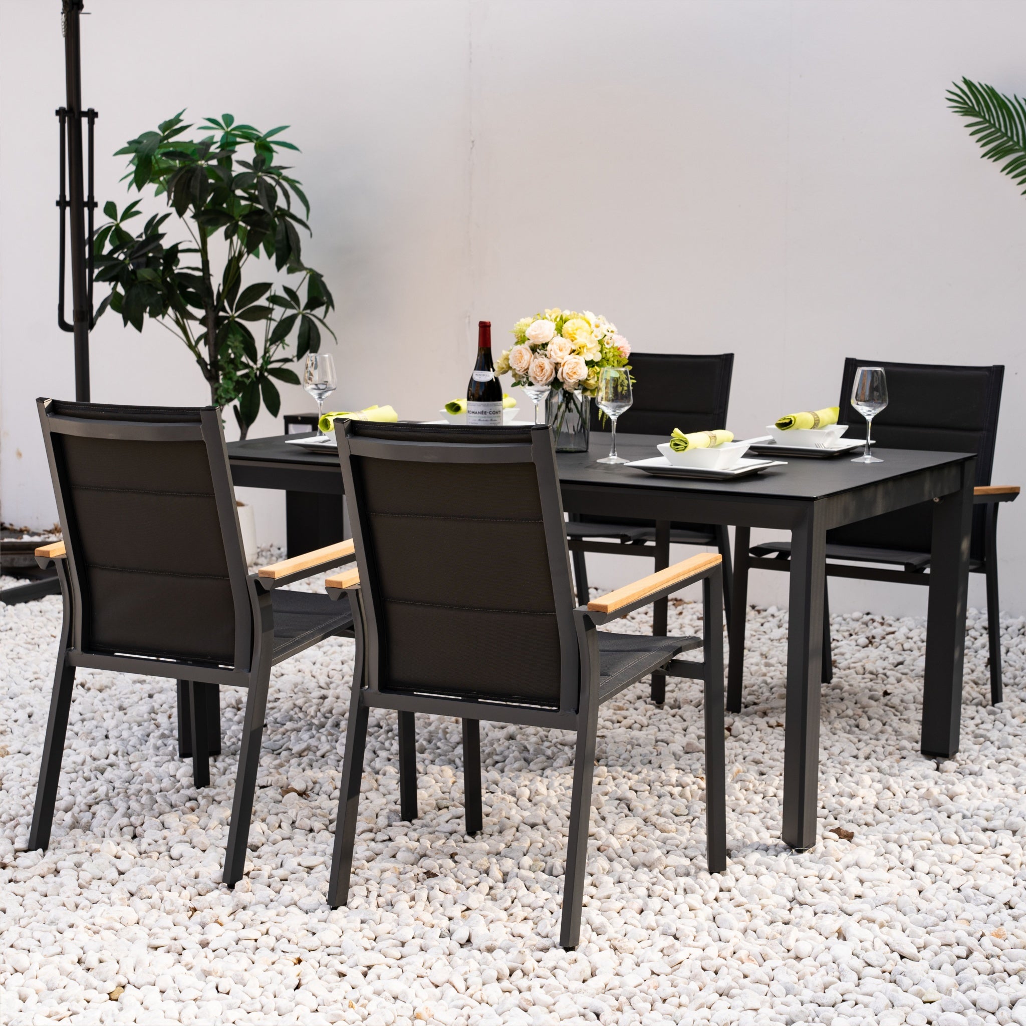 ARVE 4-Seater Aluminum Dining Set (Ceramic Glass Table)