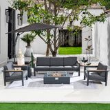 ARVE 5 Seater Outdoor Sofa Set with ZENITH Fire Pit Table - 5 Pieces