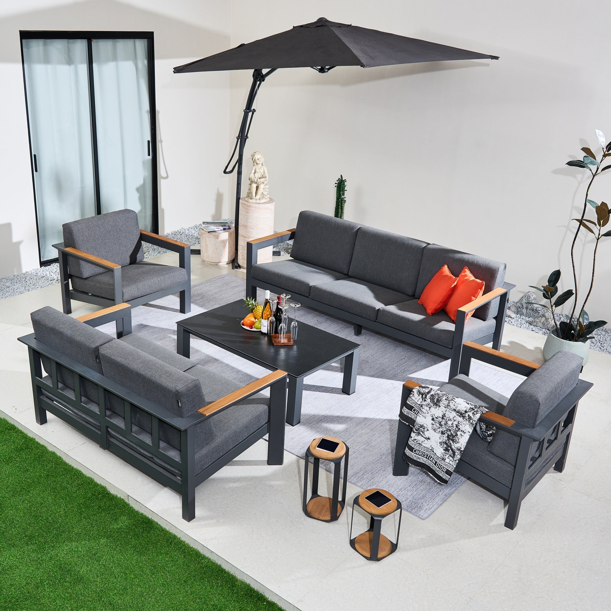 ARVE 7-Seater Modern Aluminium Outdoor Sofa Set - 5 Pieces