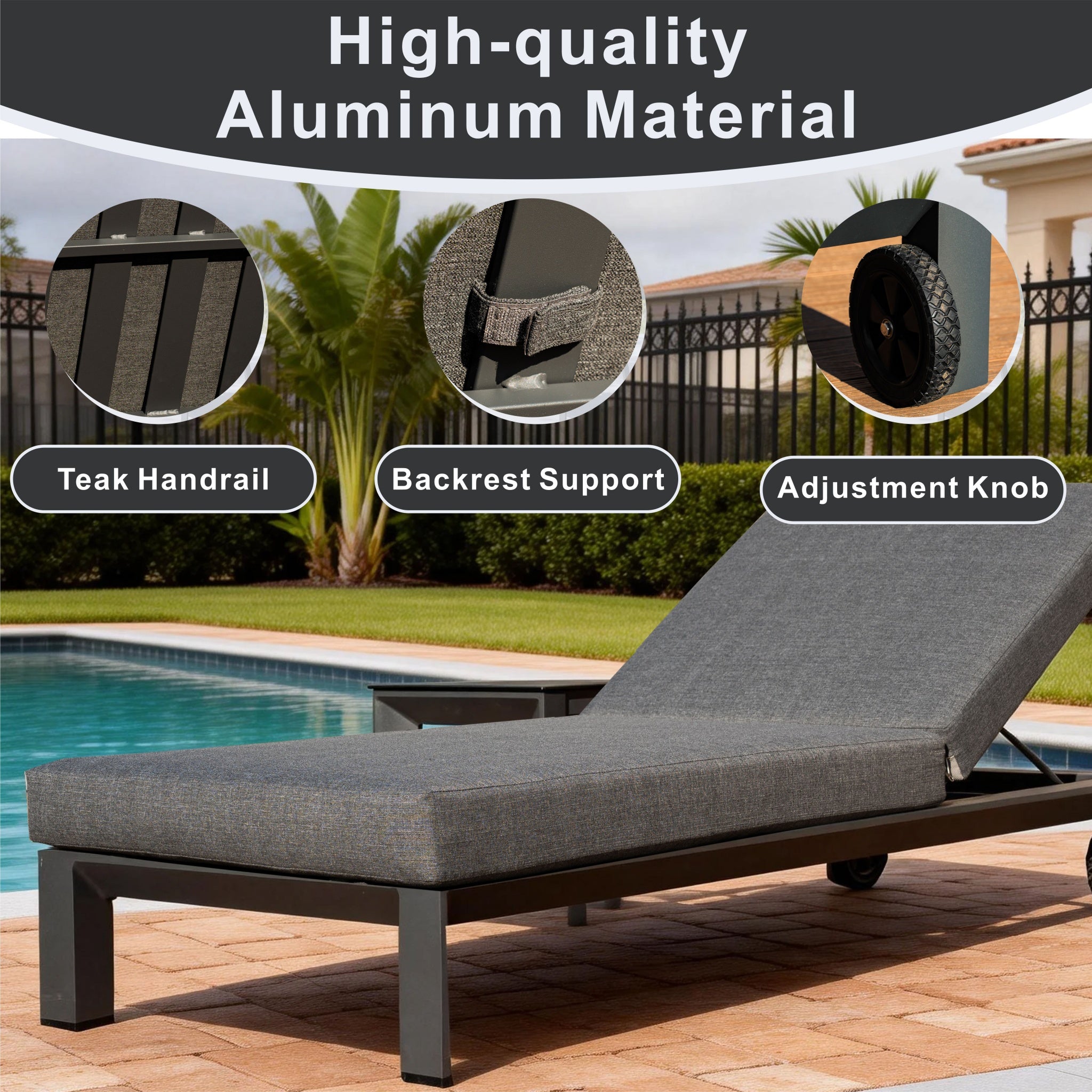 ARVE Aluminum Sun Lounger Set (Chaise + Side Table)