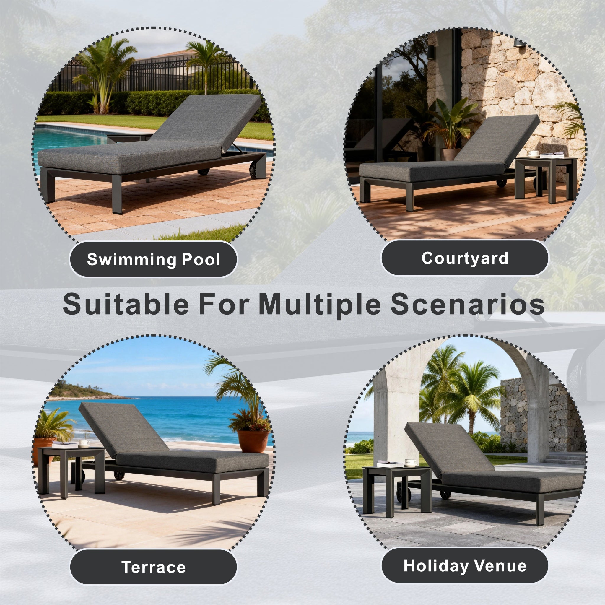 ARVE Aluminum Sun Lounger Set (Chaise + Side Table)