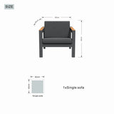 ARVE Single Outdoor Sofa - Aluminium Frame · Teak Armrests · Premium Olefin Cushions