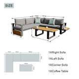 ARVIA Aluminum Corner Sofa Set (L-Shape with Coffee Table)