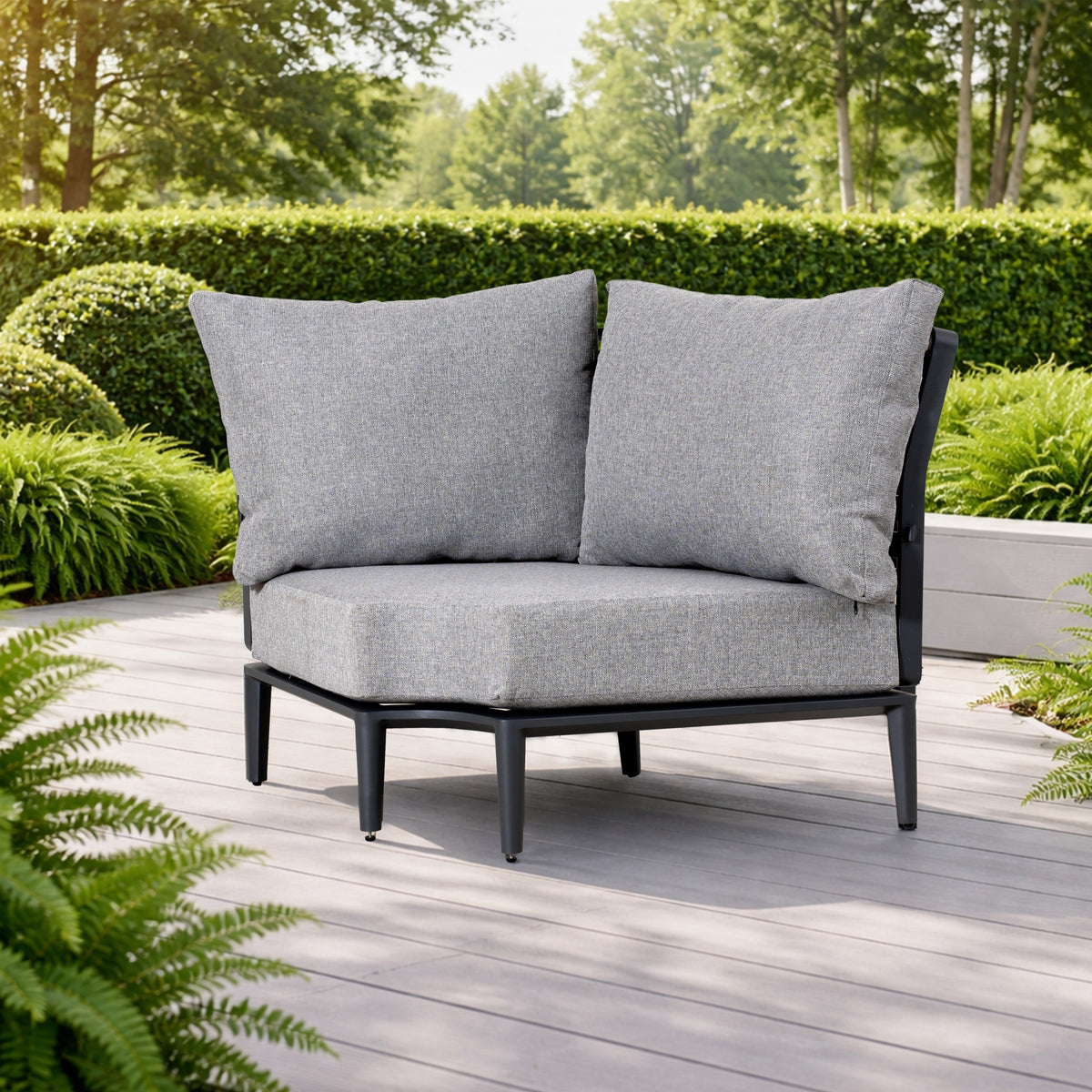 AUREL 5-Seater Aluminium Modular L-Shaped Outdoor Corner Sofa Set – 6 Pieces