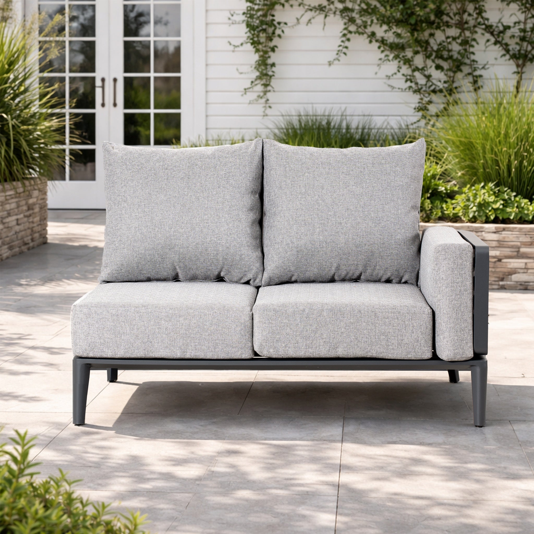 AUREL 5-Seater Aluminium Modular L-Shaped Outdoor Corner Sofa Set – 6 Pieces