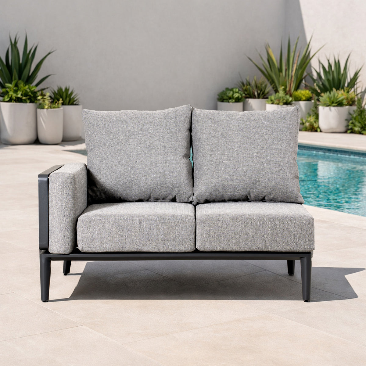 AUREL 5-Seater Aluminium Modular L-Shaped Outdoor Corner Sofa Set – 6 Pieces