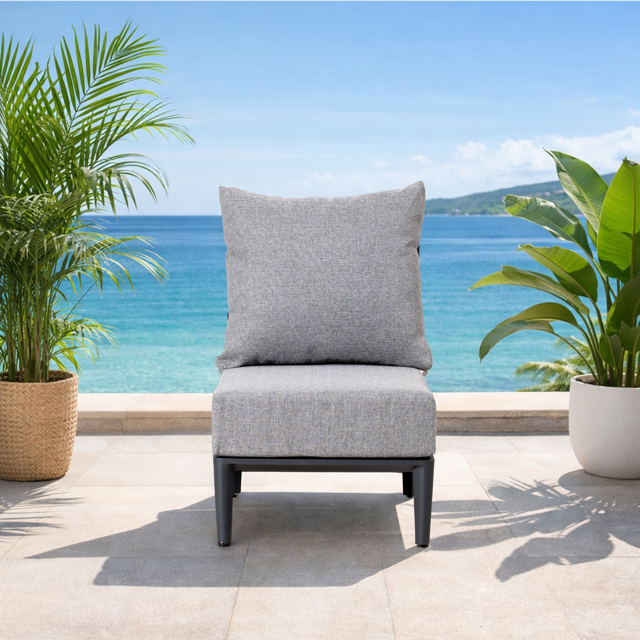 AUREL 5-Seater Aluminium Modular L-Shaped Outdoor Corner Sofa Set – 6 Pieces