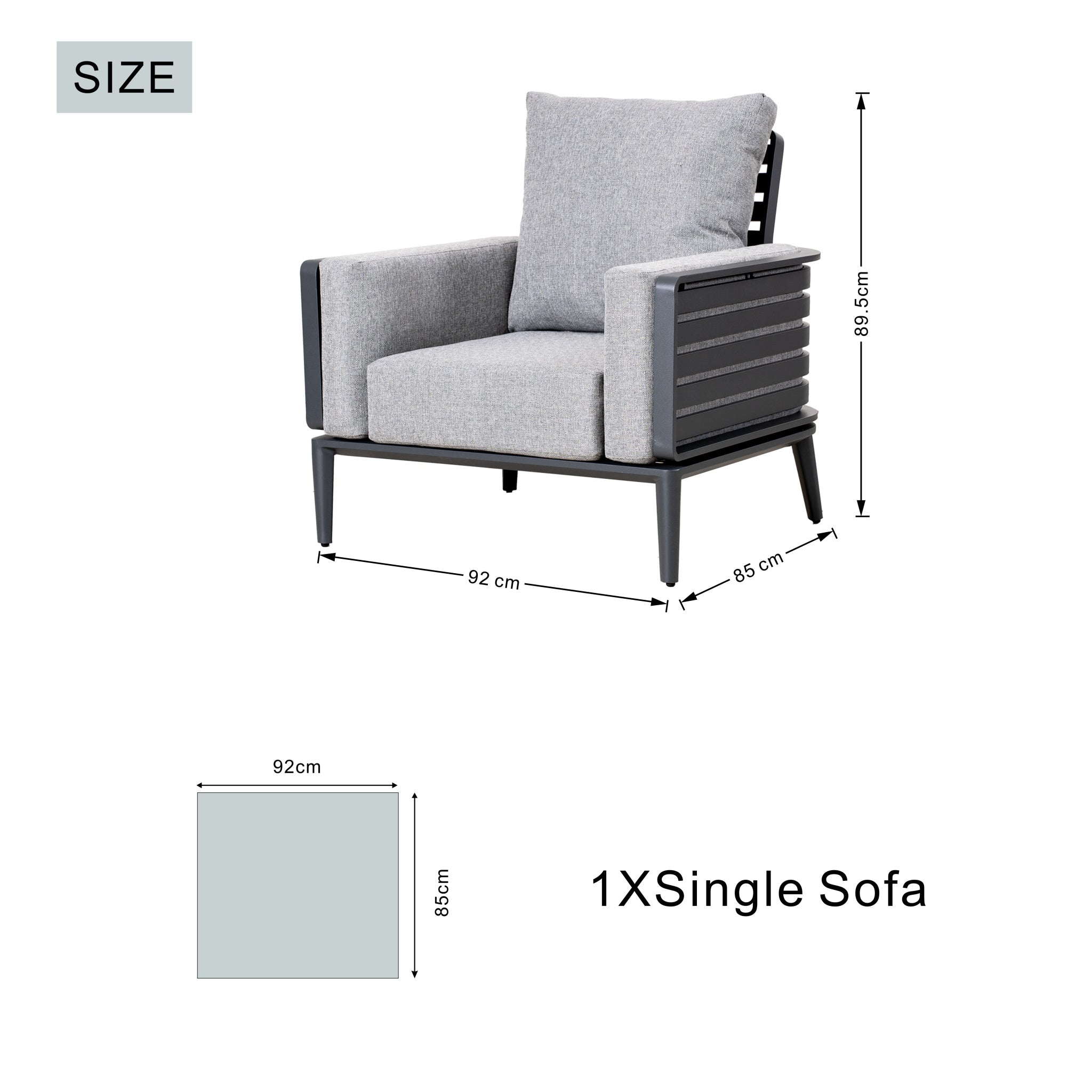 AUREL 7-Seater Aluminium Outdoor Sofa Set - 5 Pieces
