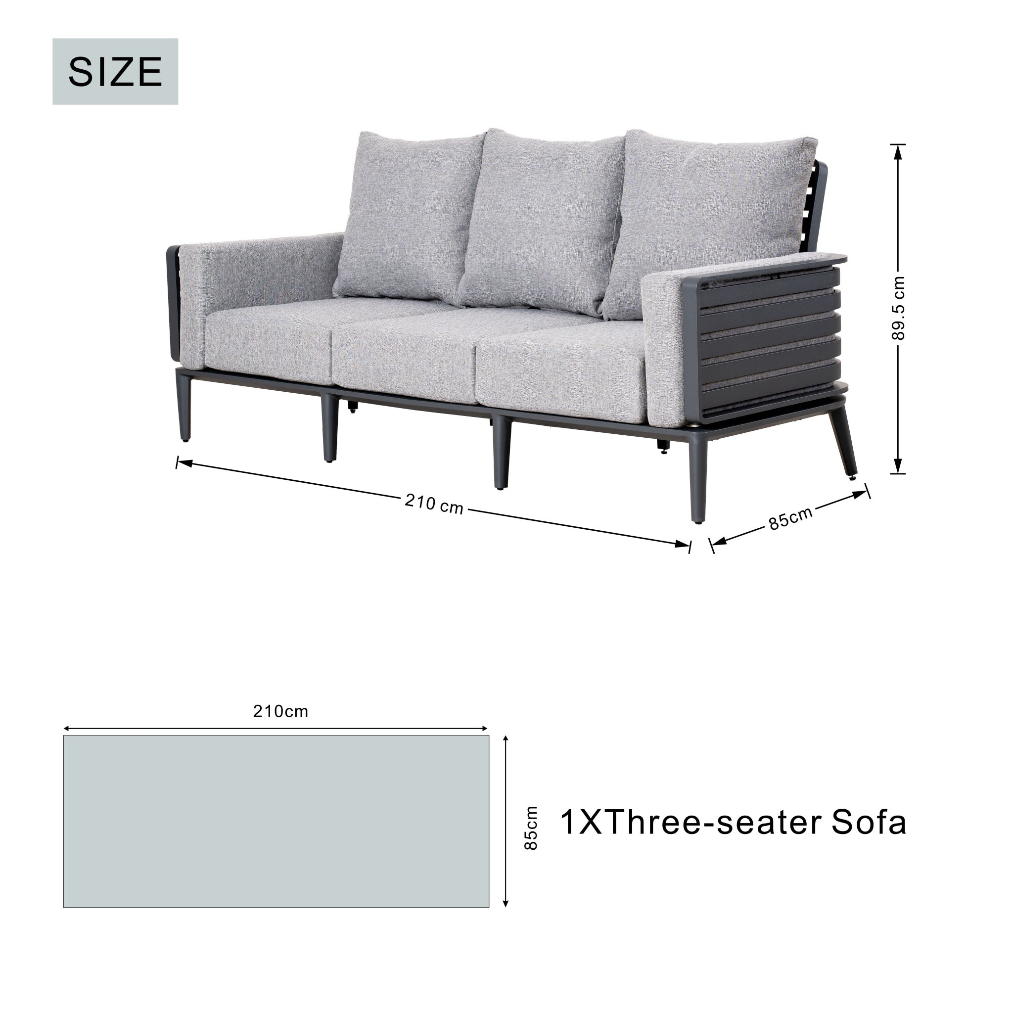 AUREL 7-Seater Aluminium Outdoor Sofa Set - 6 Pieces