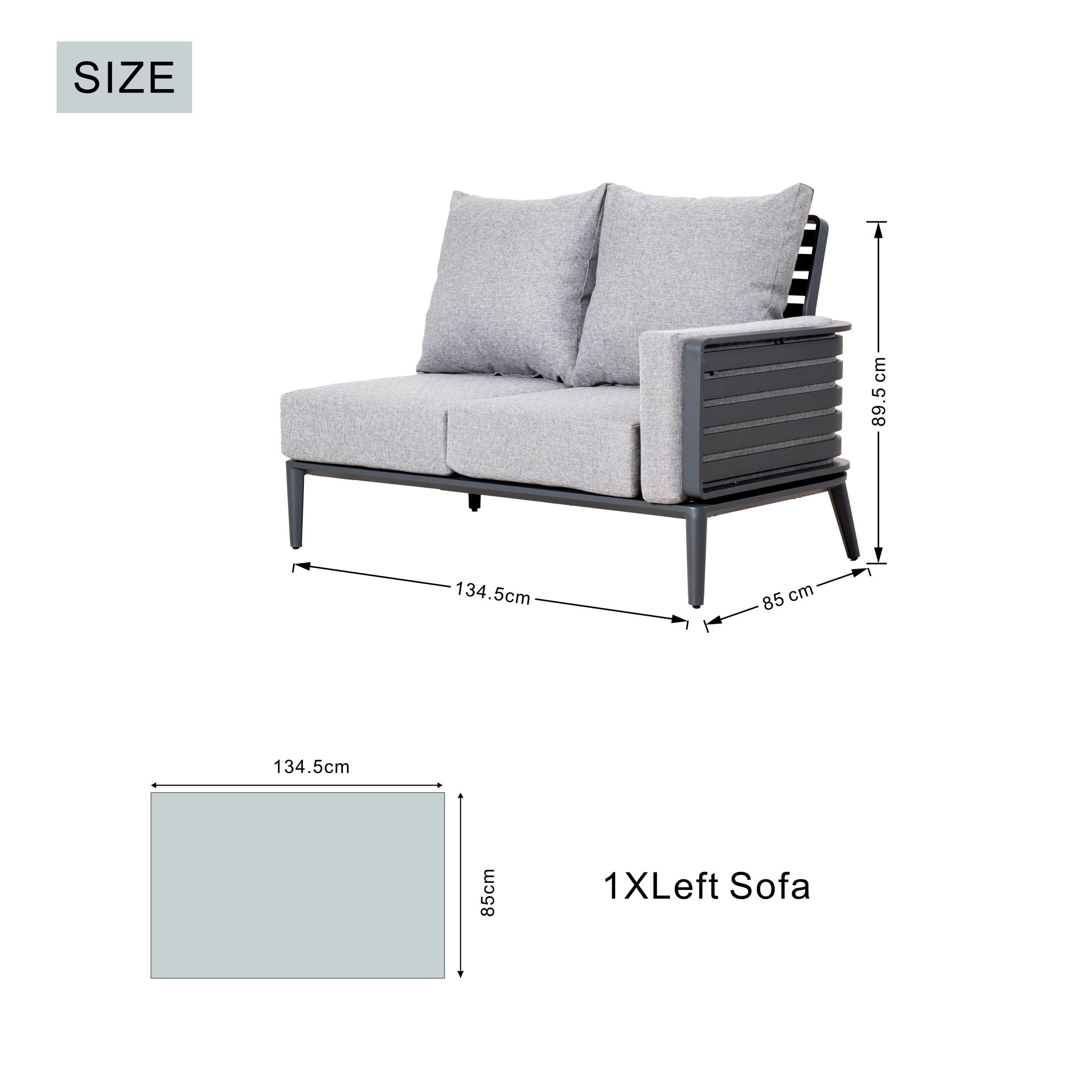 AUREL 9-Seater Aluminium Modular L-Shaped Outdoor Corner Sofa Set – 9 Pieces