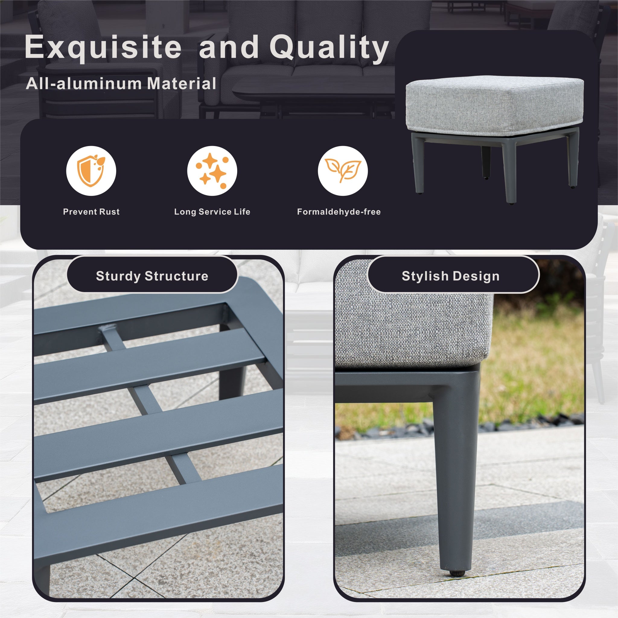 AUREL Aluminium Square Ottoman
