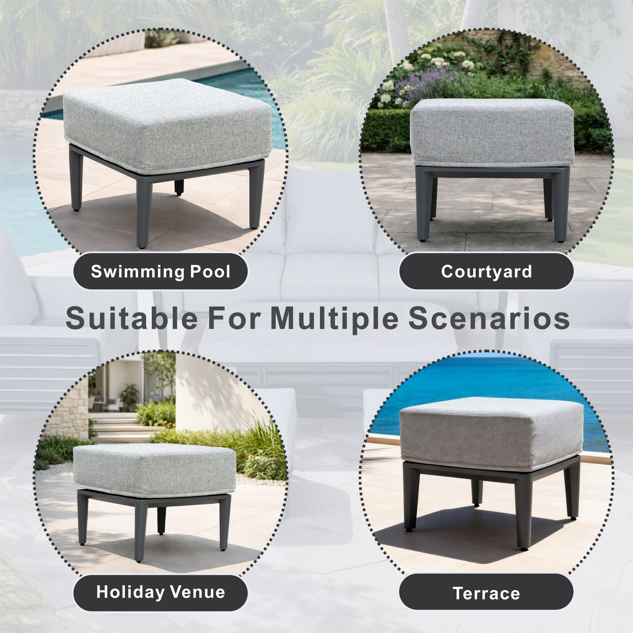 AUREL Aluminium Square Ottoman