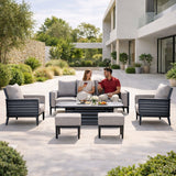 AUREL 7-Seater Aluminium Outdoor Sofa Set - 6 Pieces