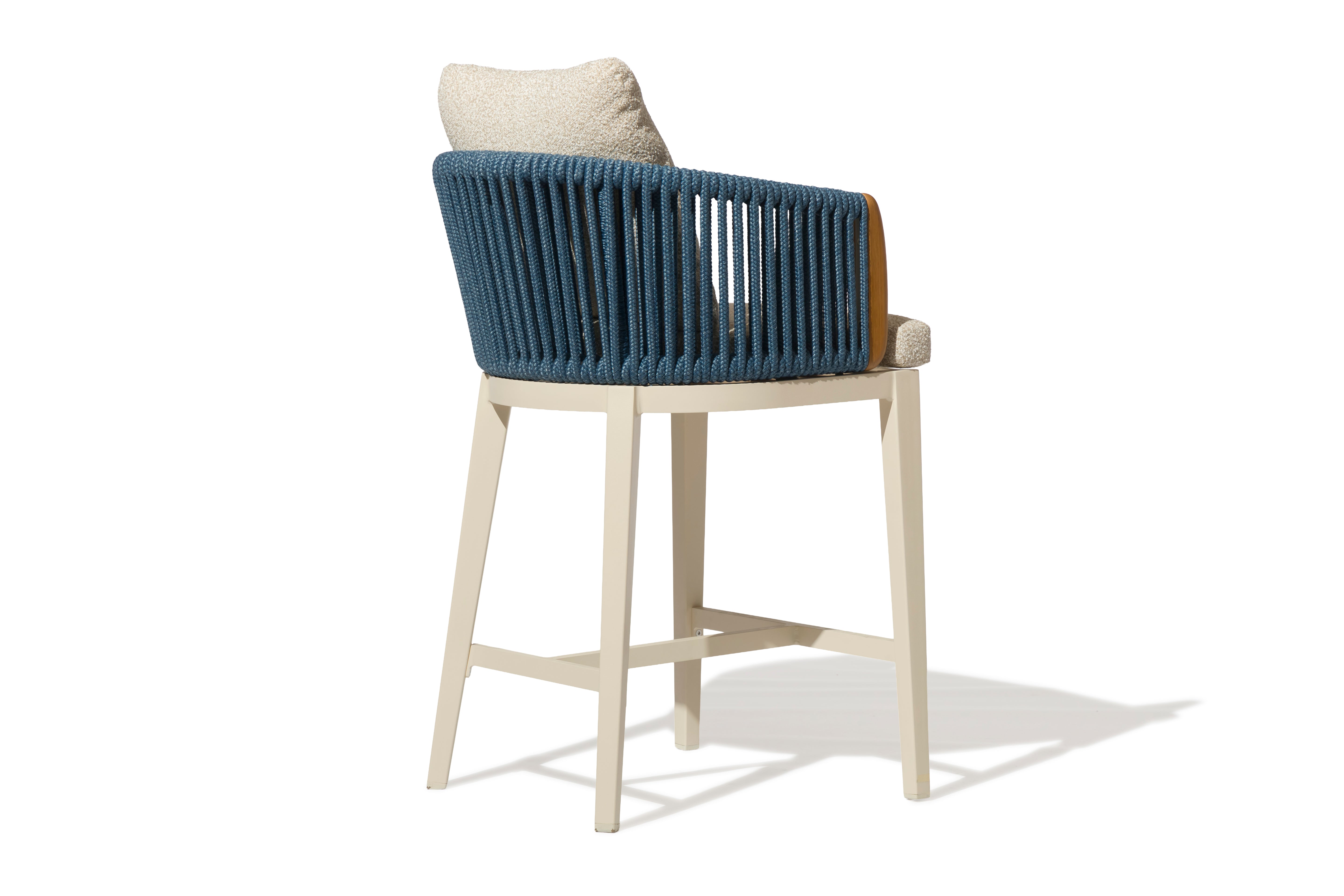 Asheville Outdoor Bar Chair – Aluminum Frame Bar Stool with Woven Rope Design & Fire-Resistant Cushion