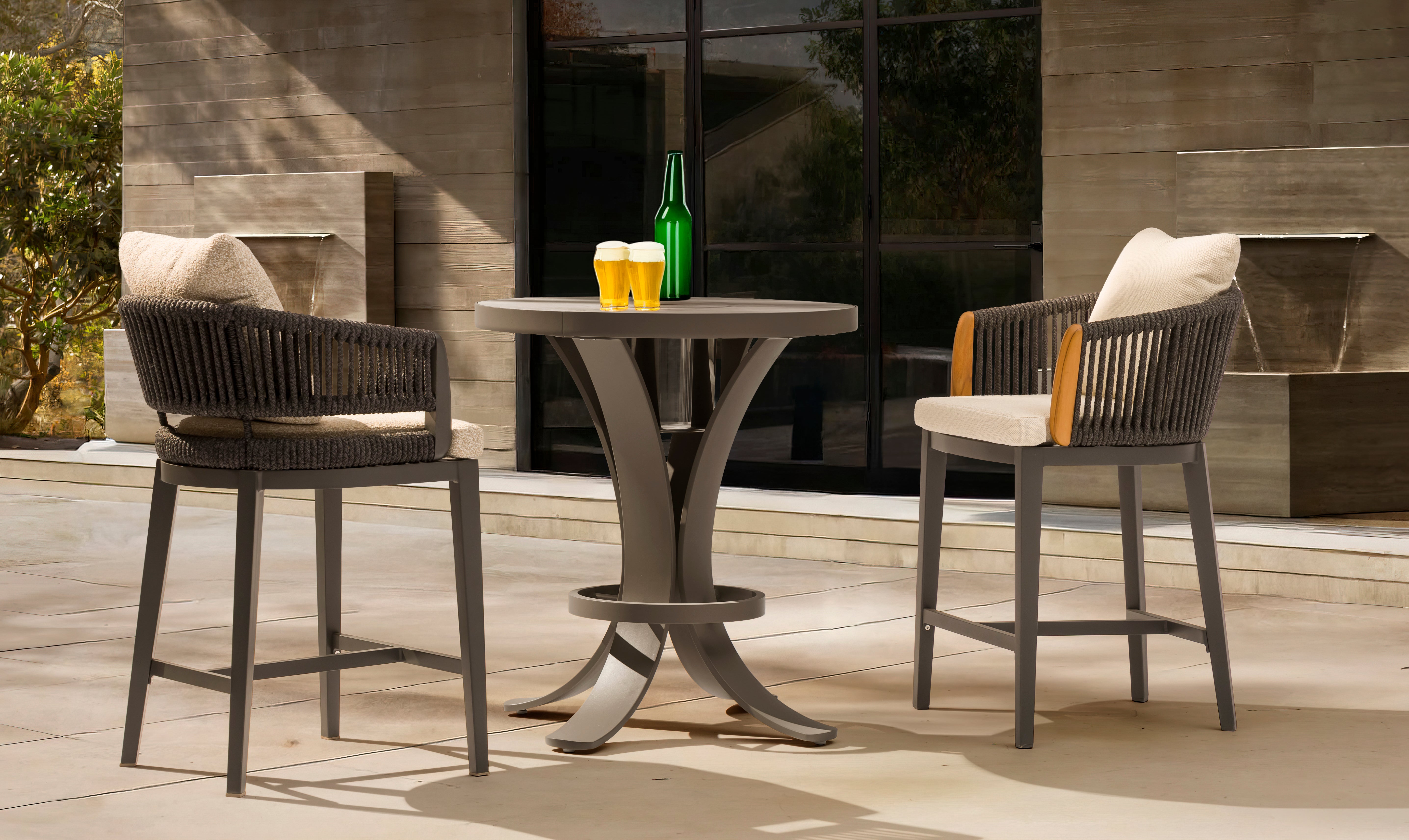Asheville 3-Piece Outdoor Bar Set – Aluminum Bar Table with 2 Bar Chairs