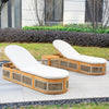 CAVEN Solid Wood Adjustable Sun Lounger Set - 2 Loungers with Side Tables