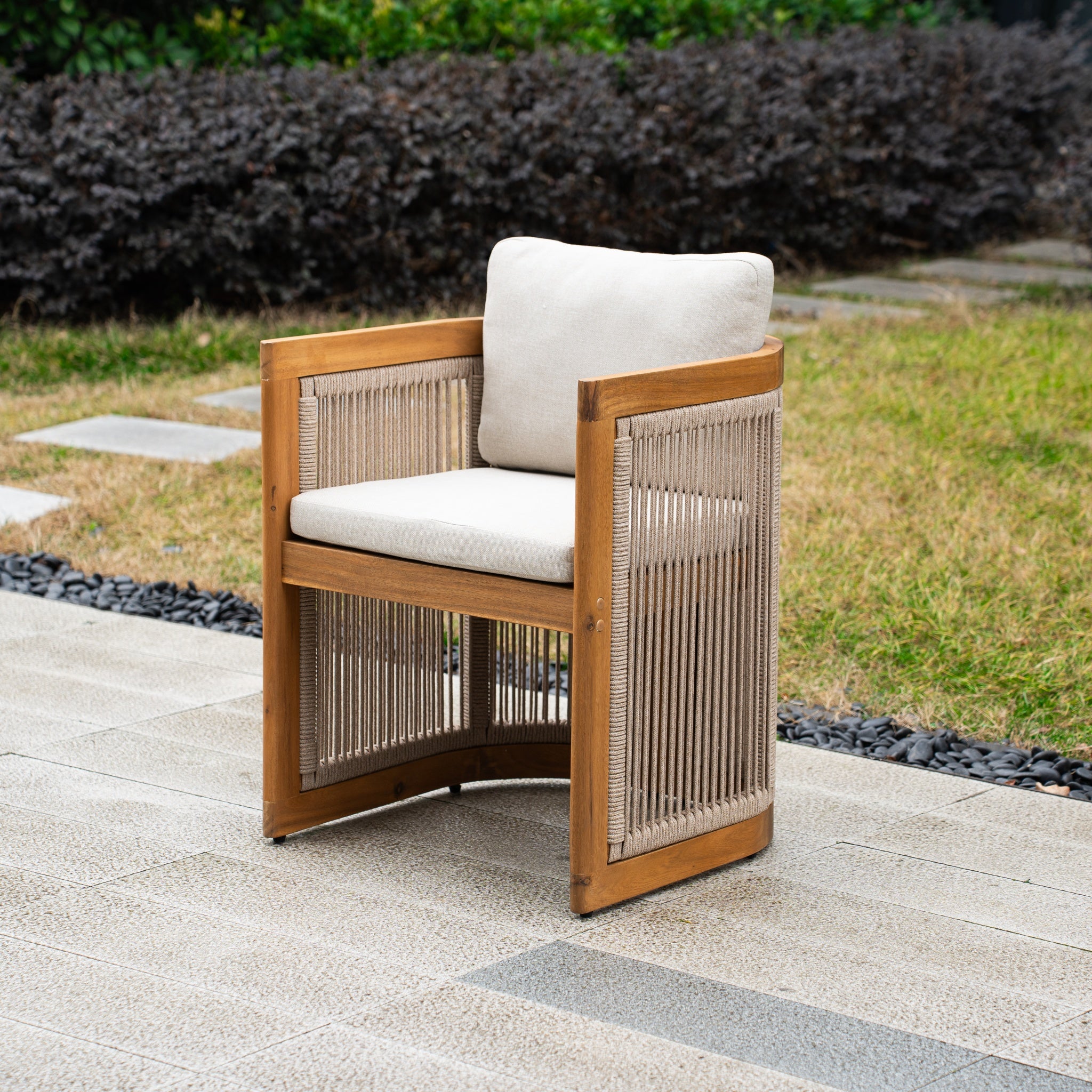 CAVEN Solid Wood Outdoor Dining Chair with Cushion