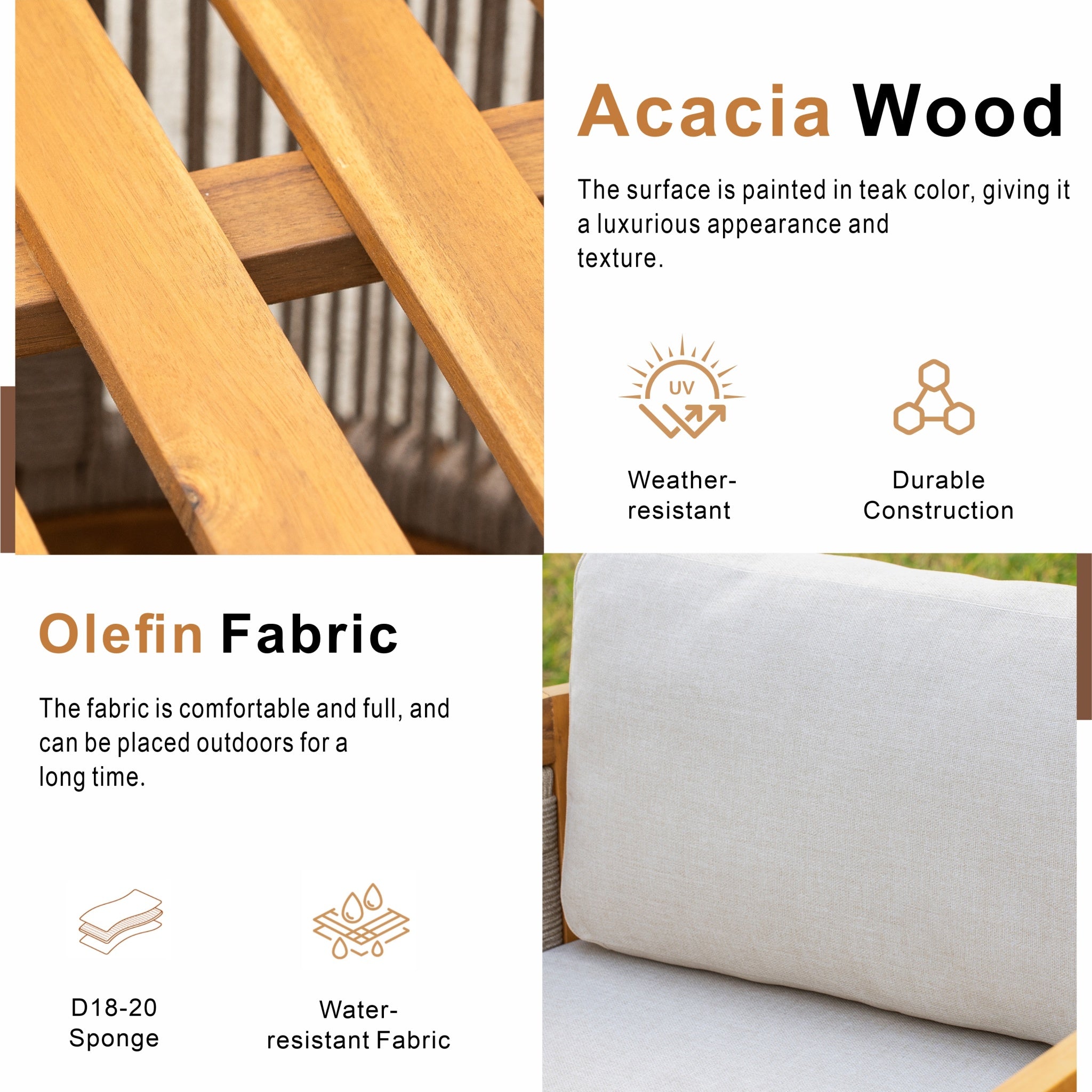 CAVEN Solid Wood Outdoor Dining Chair with Cushion