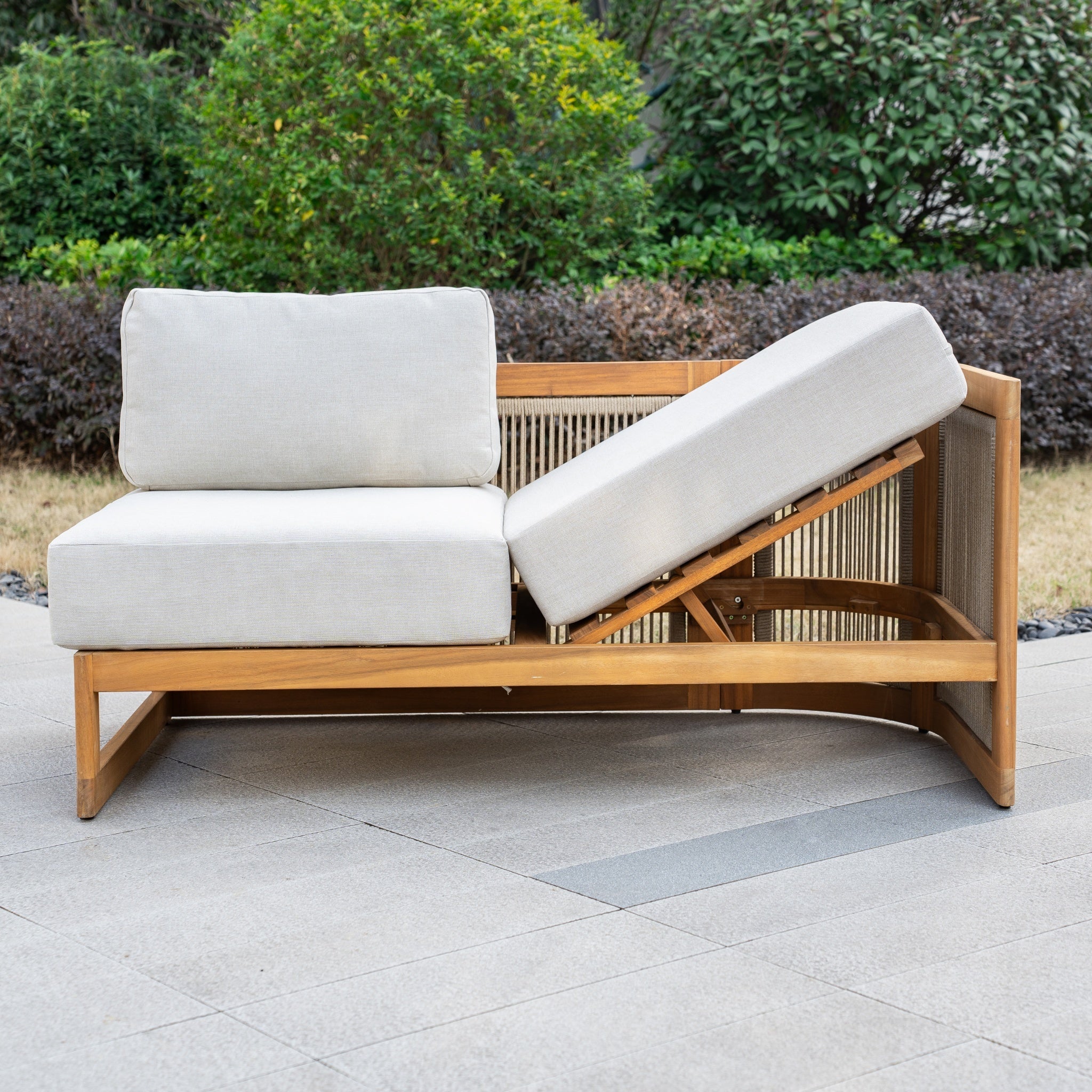 CAVEN Modular 5-Seater Solid Wood Garden Sofa Set – 6-Piece Outdoor Lounge Set