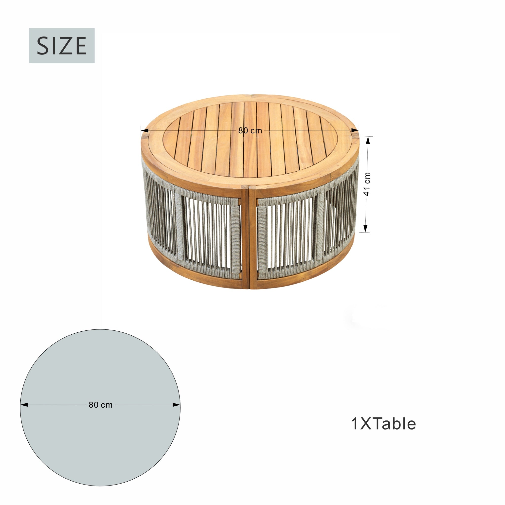 CAVEN Solid Wood Oval Outdoor Coffee Table