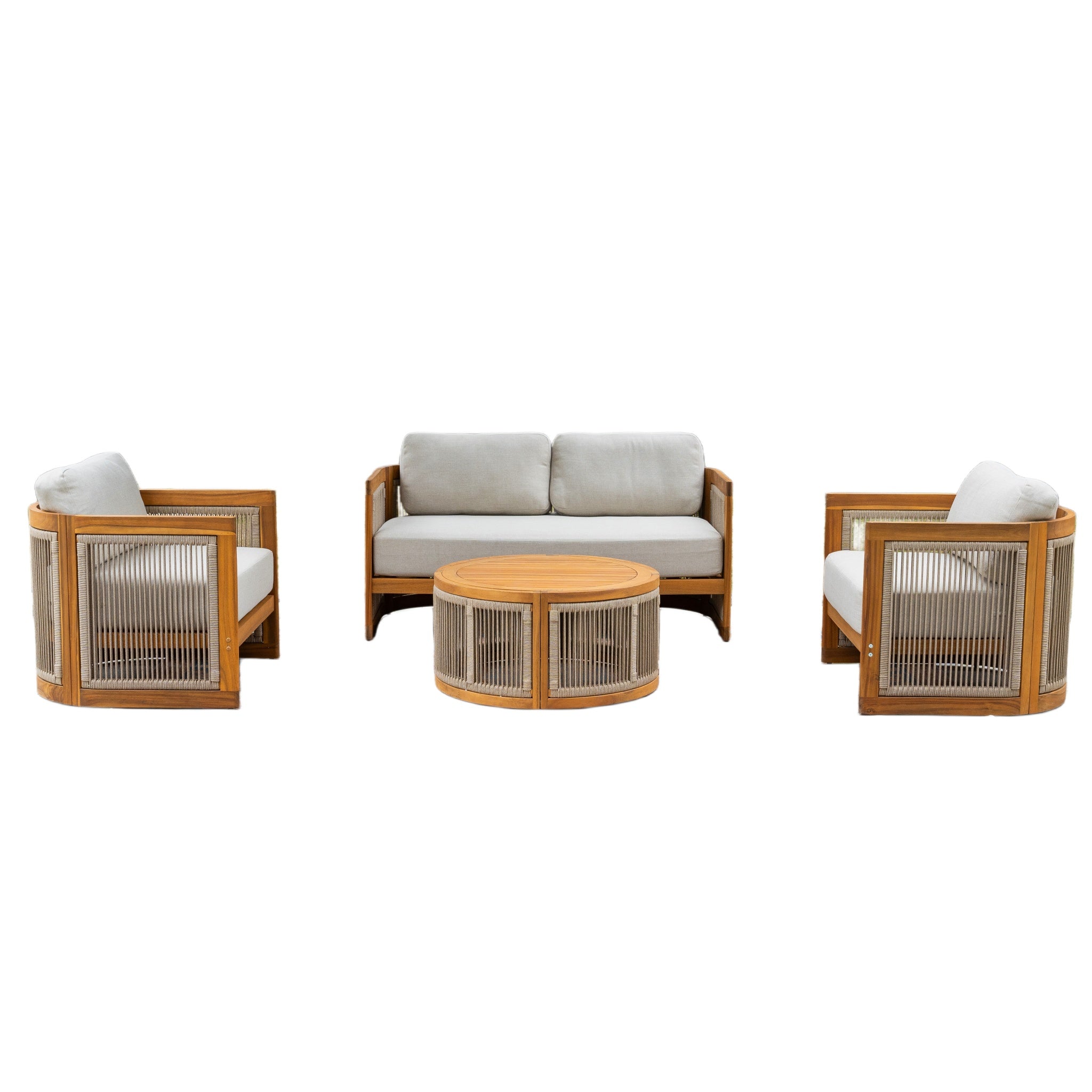 CAVEN 4-Seater Solid Wood Garden Sofa Set - 4-Piece Outdoor Sofa Set with Cushions