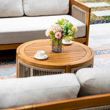 CAVEN 5-Seater Solid Wood Garden Sofa Set - 3-Piece Outdoor Sofa Set with Cushions