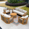 CAVEN 7-Seater Solid Wood Garden Sofa Set - 5-Piece Outdoor Sofa Set with Cushions