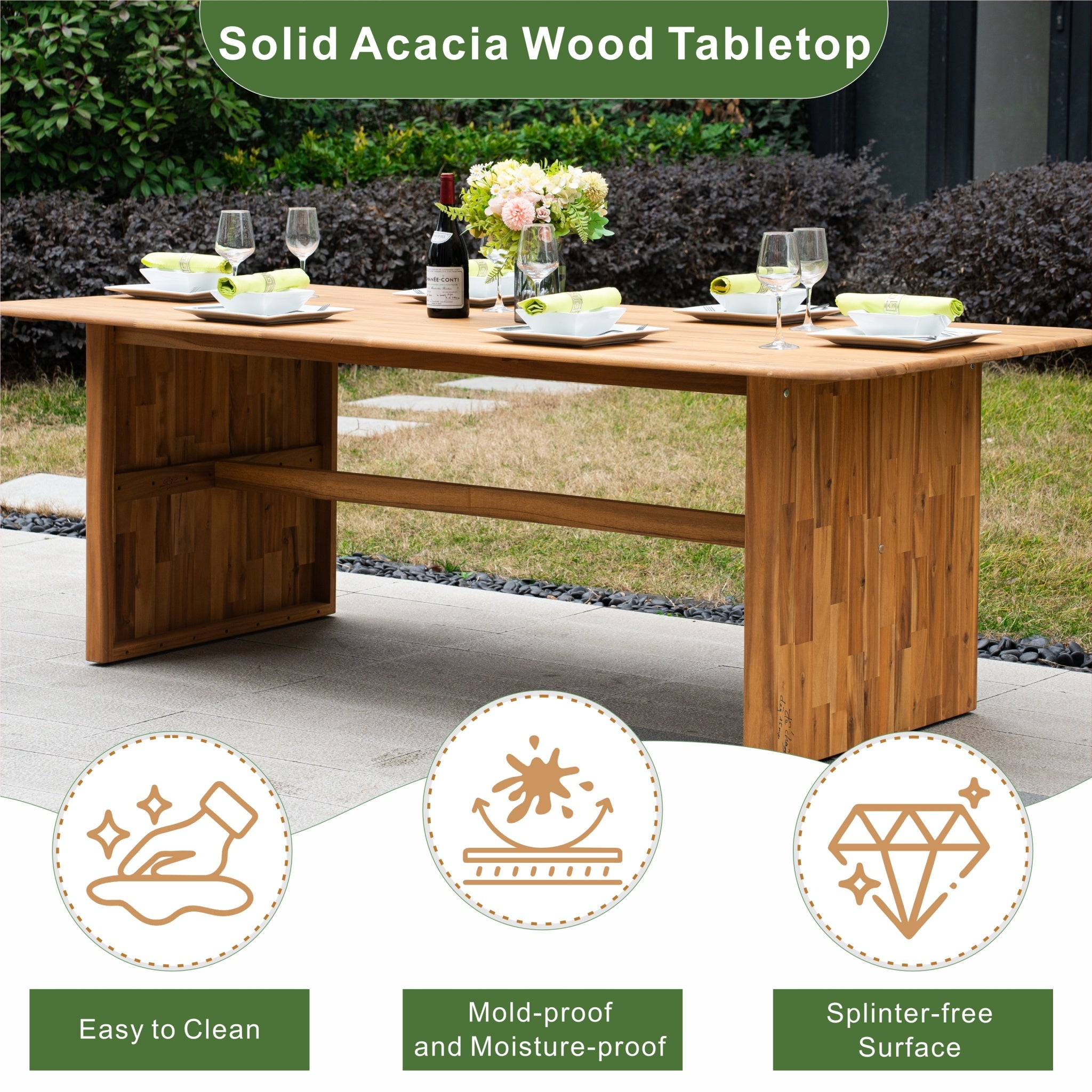 CAVEN Solid Wood Outdoor Dining Table – 2.2m