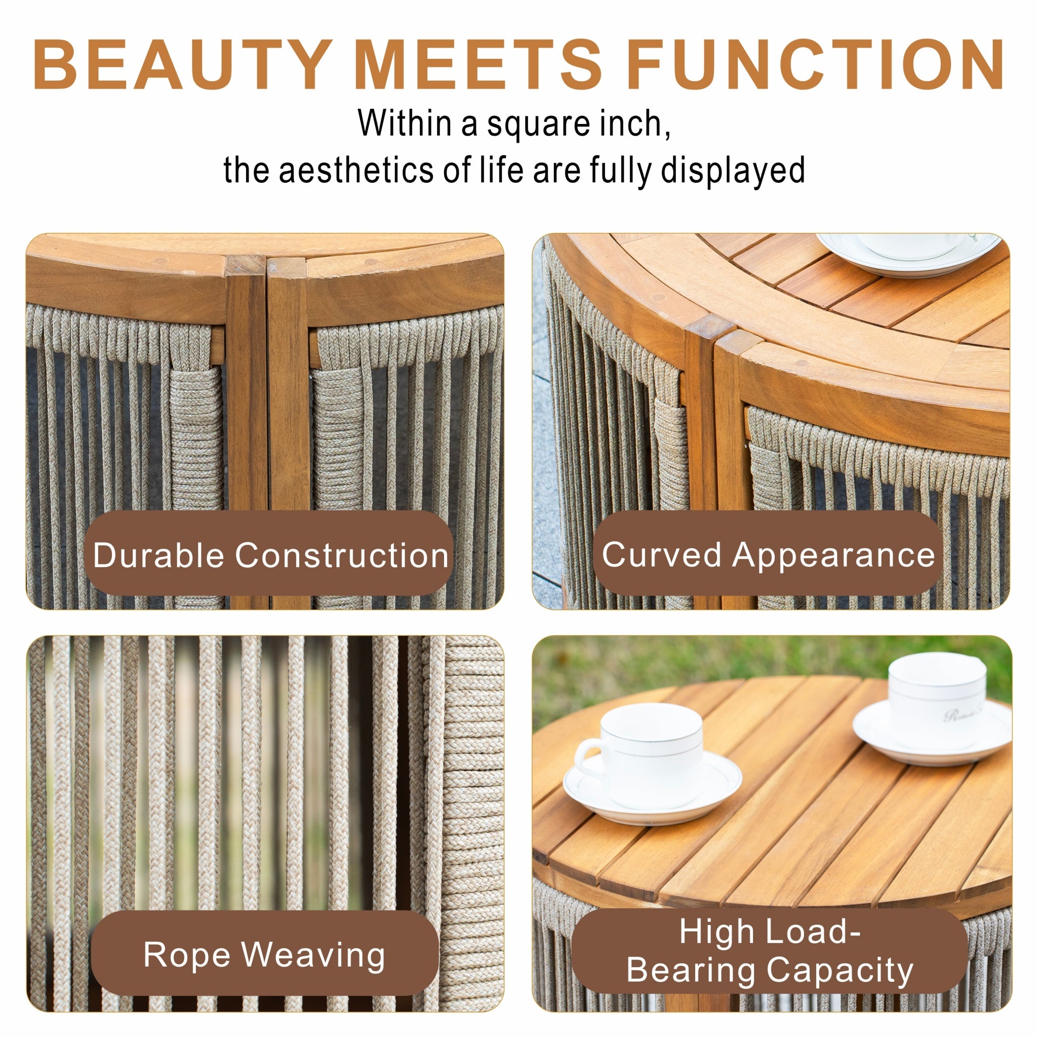 CAVEN Solid Wood Round Outdoor Side Table