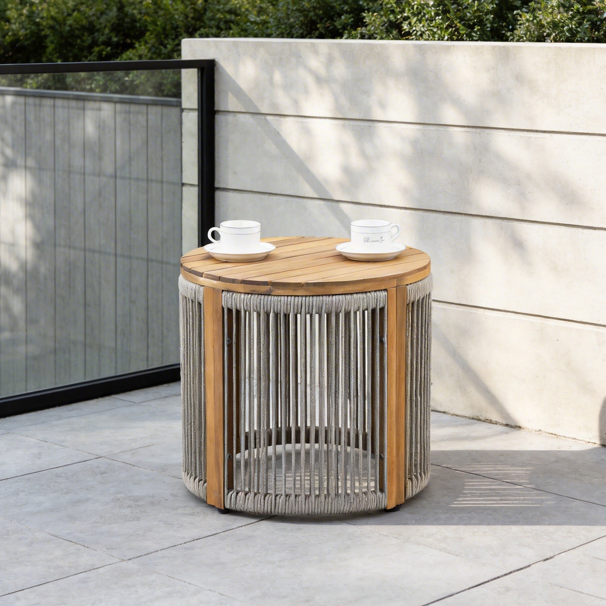 CAVEN Solid Wood Round Outdoor Side Table