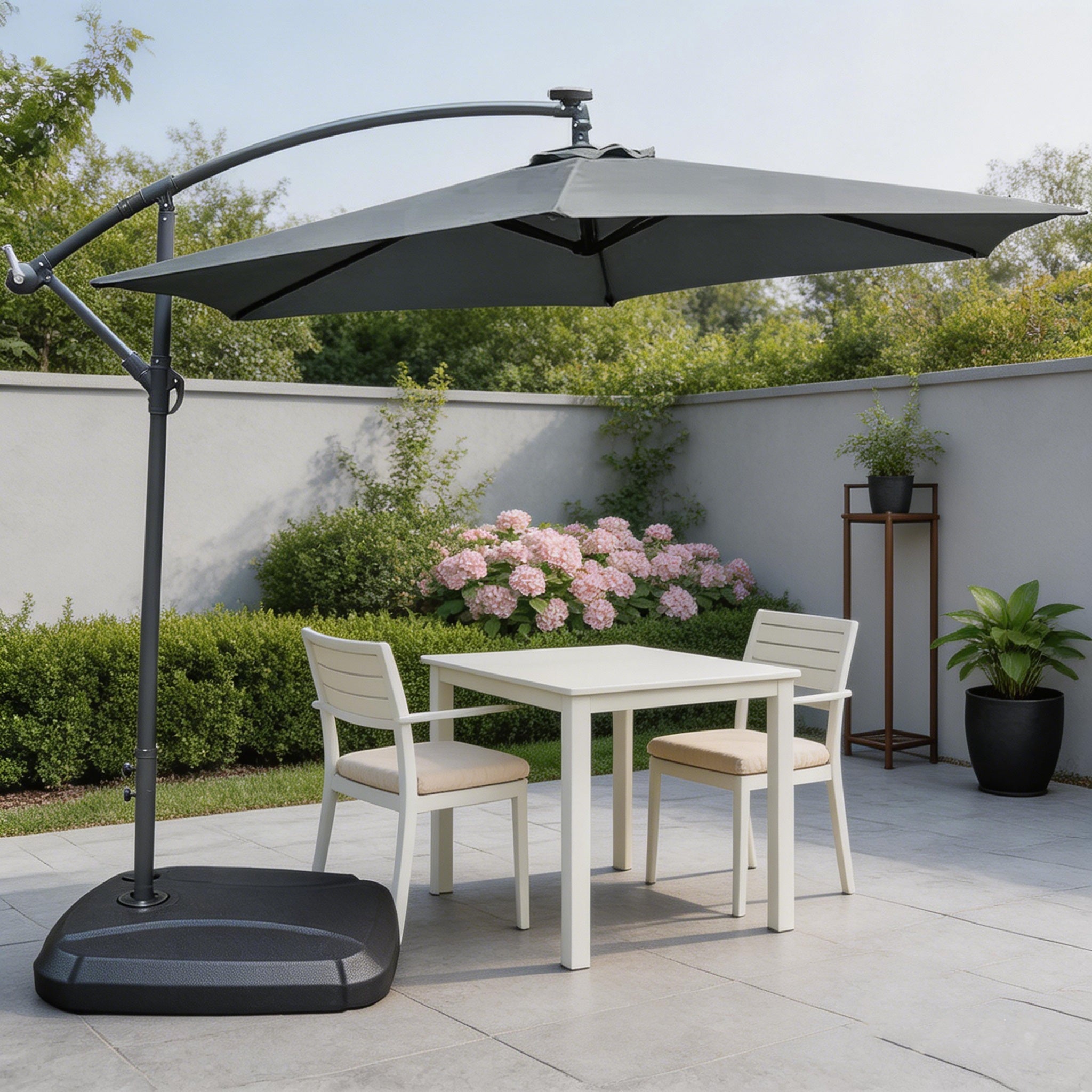 Cantilever Garden Parasol with Steel Frame – 8 Rib, Vented Canopy & Weighted Base