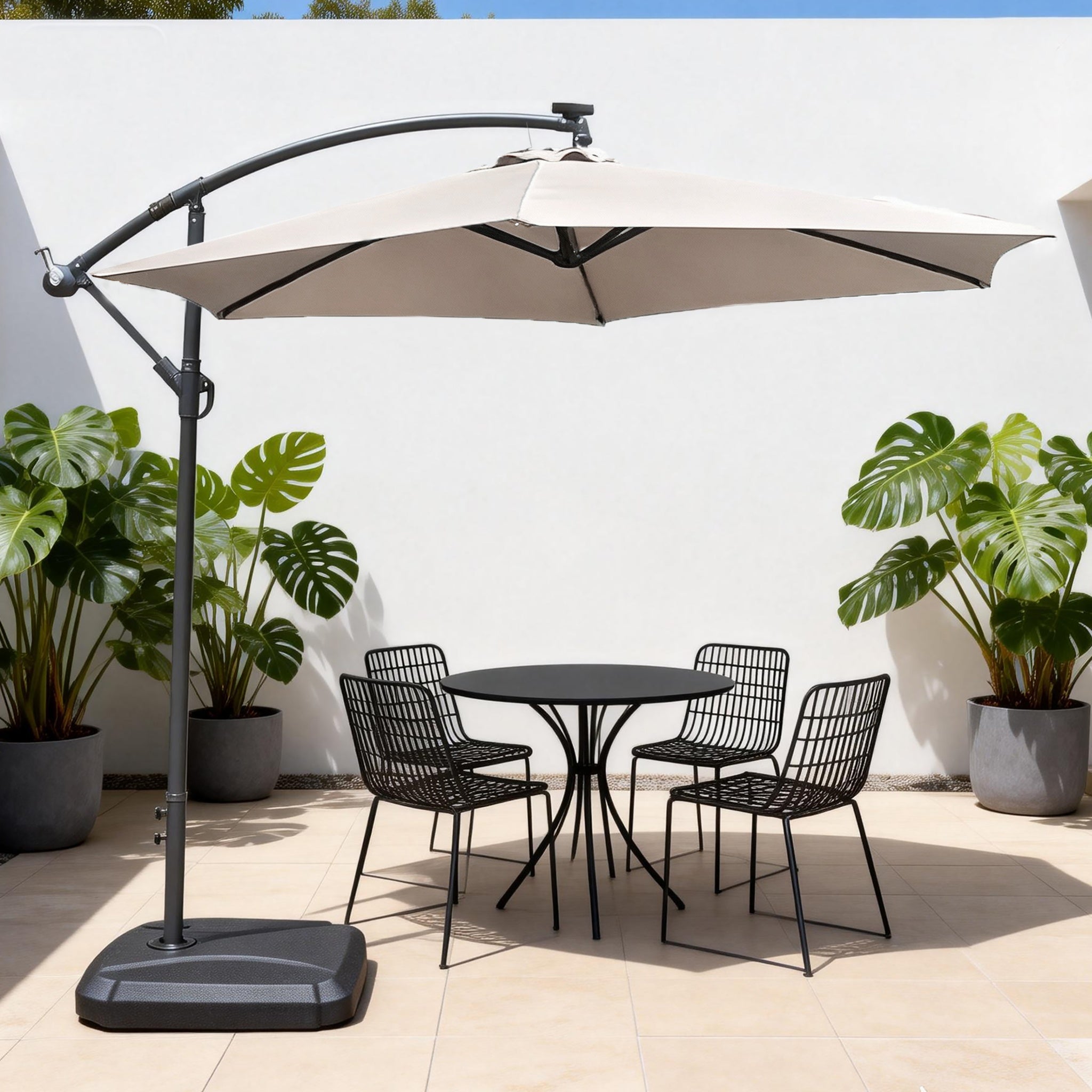 Cantilever Garden Parasol with Steel Frame – 8 Rib, Vented Canopy & Weighted Base