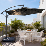 LED Cantilever Garden Parasol with Steel Frame – 8 Rib, Vented Canopy & Weighted Base