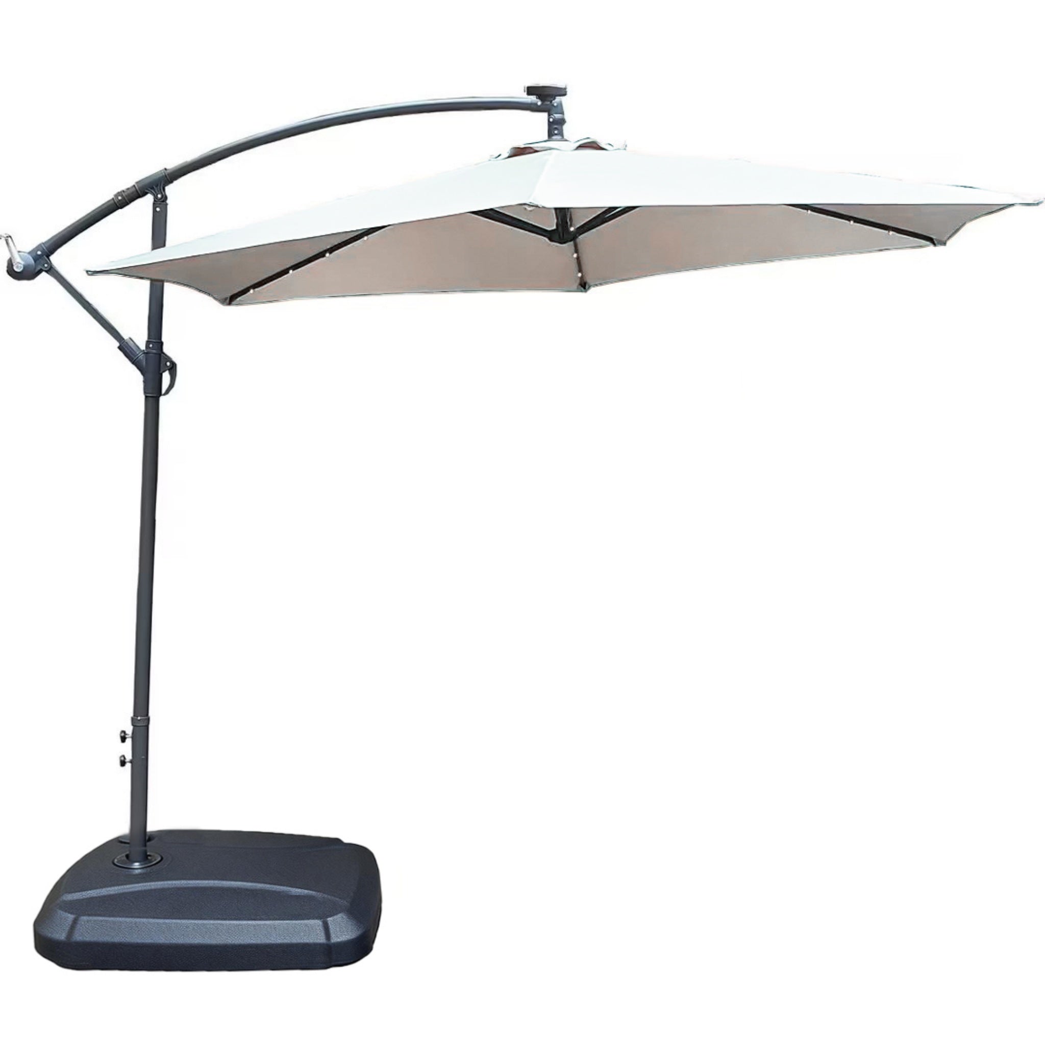 LED Cantilever Garden Parasol with Steel Frame – 8 Rib, Vented Canopy & Weighted Base