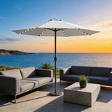 LED Garden Parasol with Steel Pole – 8 Rib, Crank Handle & Vented Canopy