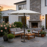 LED Garden Parasol with Steel Pole – 8 Rib, Crank Handle & Vented Canopy